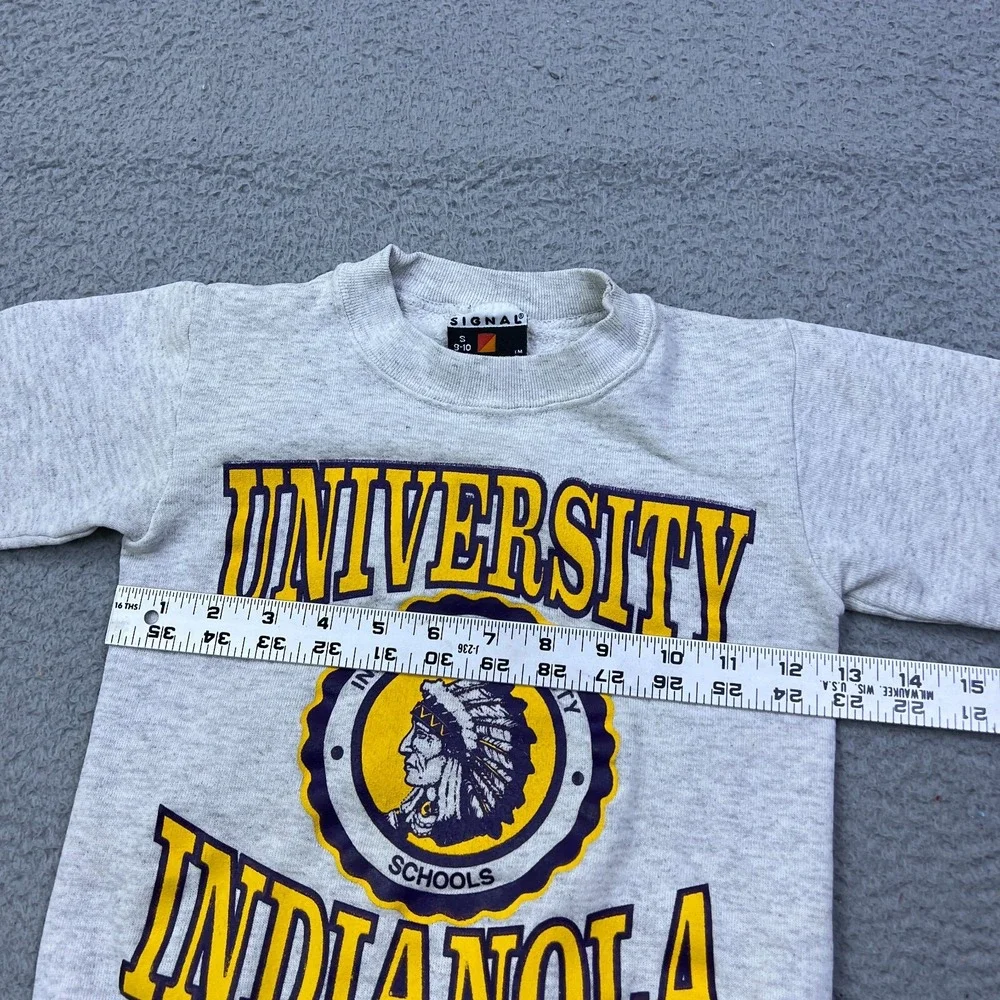 VTG Indianola University Sweatshirt Youth Kids Small 8-10 Gray Crewneck USA Made